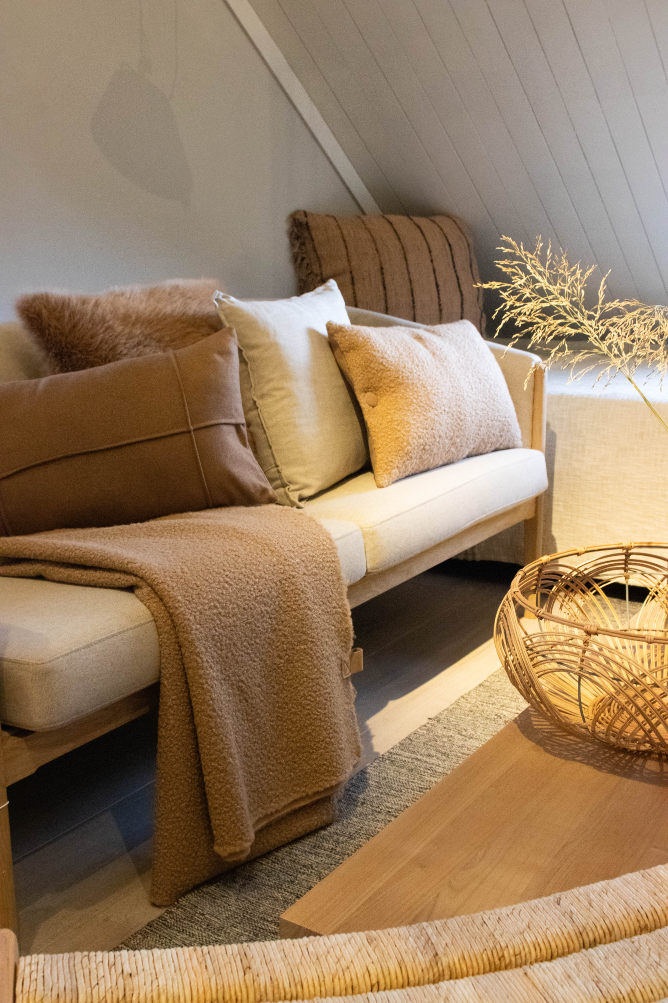 Plaid bouclé camel 150x170cm