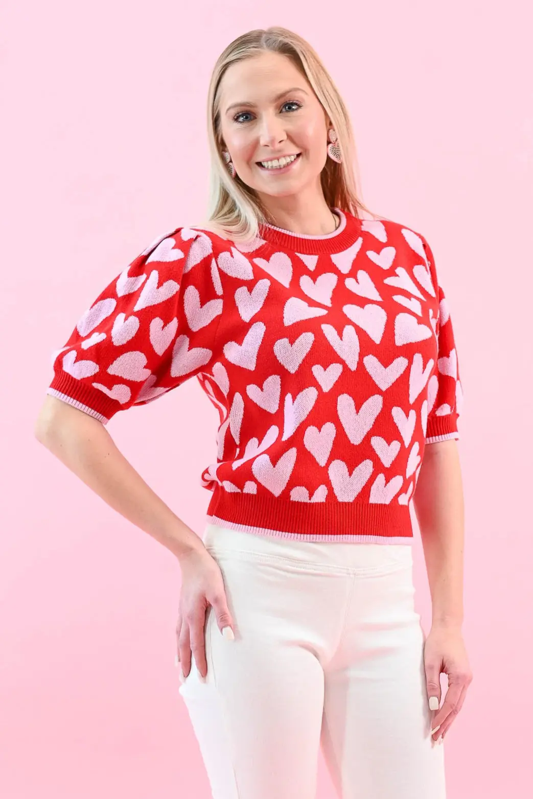 Love Knows All Puff Sleeve Sweater Top - ALJEGJ