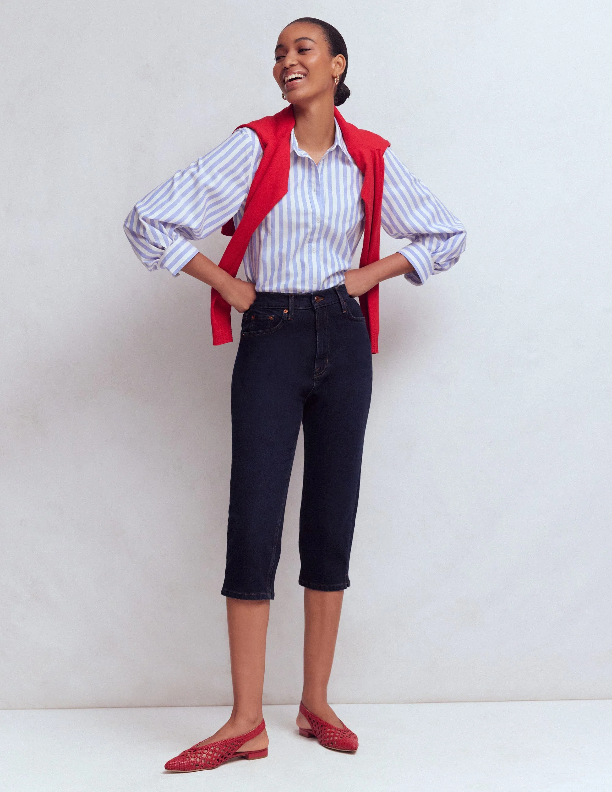 Capri-Jeans mit Five-Pocket-Design-Indigo