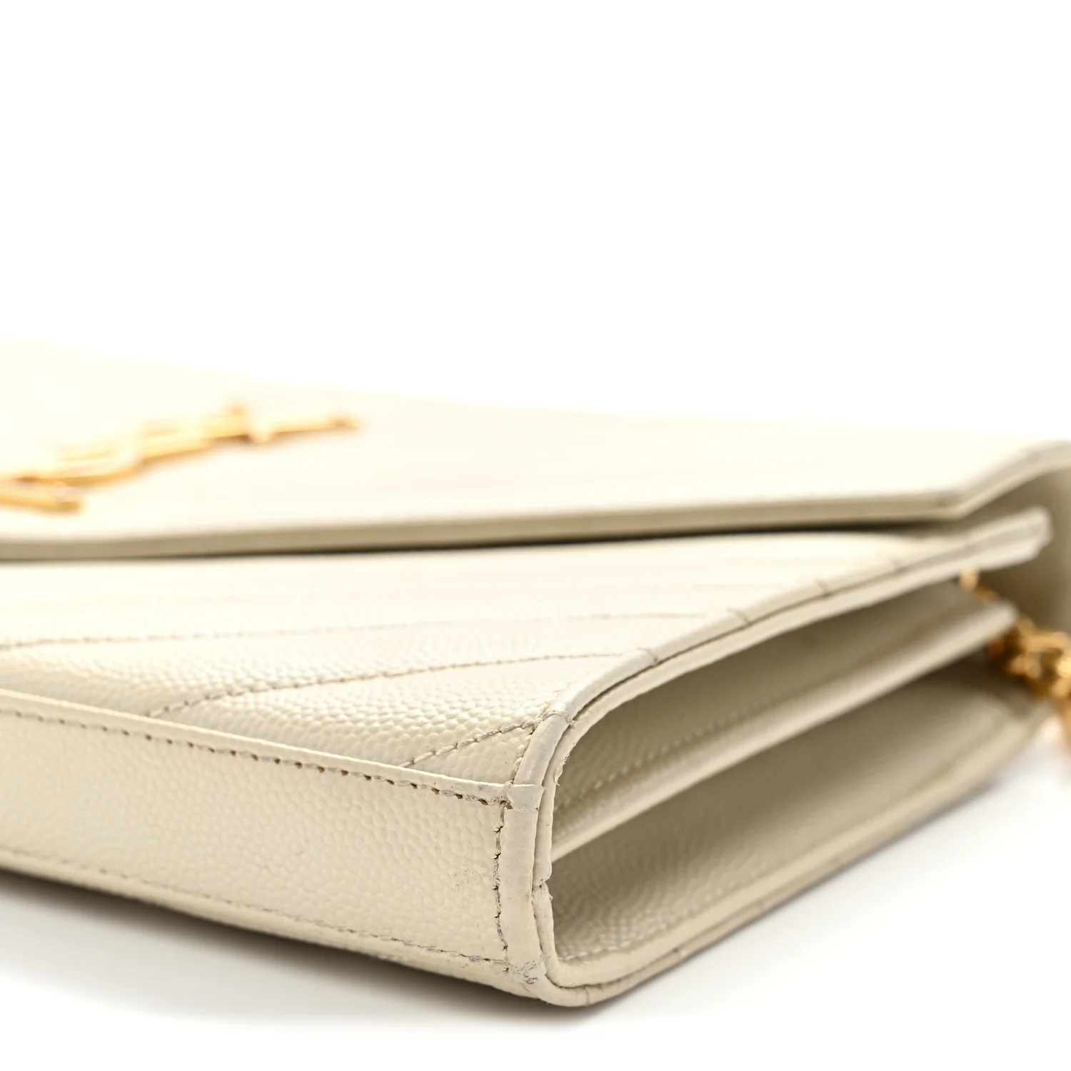 Grain De Poudre Matelasse Chevron Monogram Chain Wallet Crema Soft - Top Club