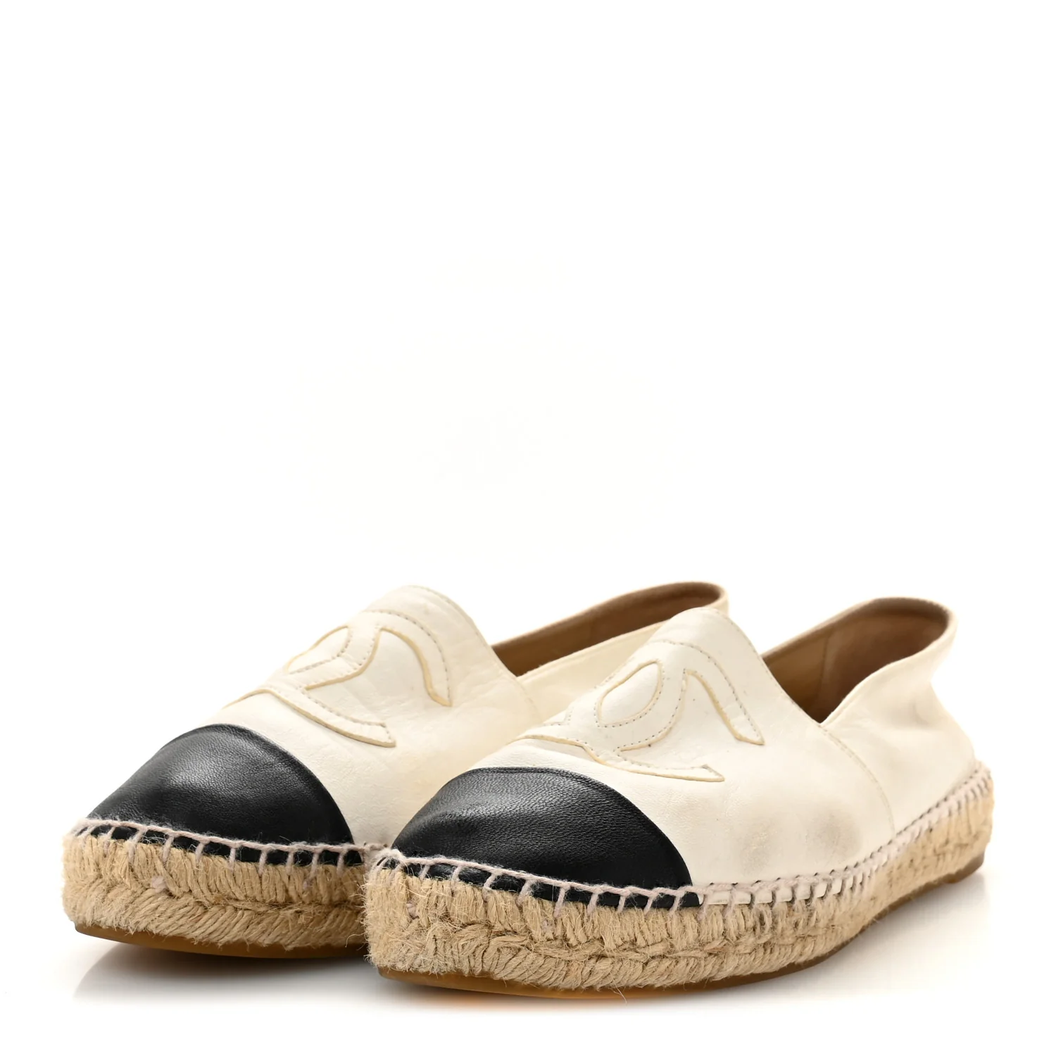 Lambskin CC Espadrilles 38 White Black - Top Club