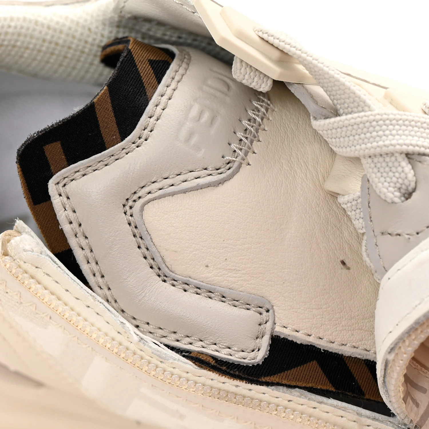 Calfskin Fabric FF Fendi Flow Low Top Sneakers 36 White - Top Club