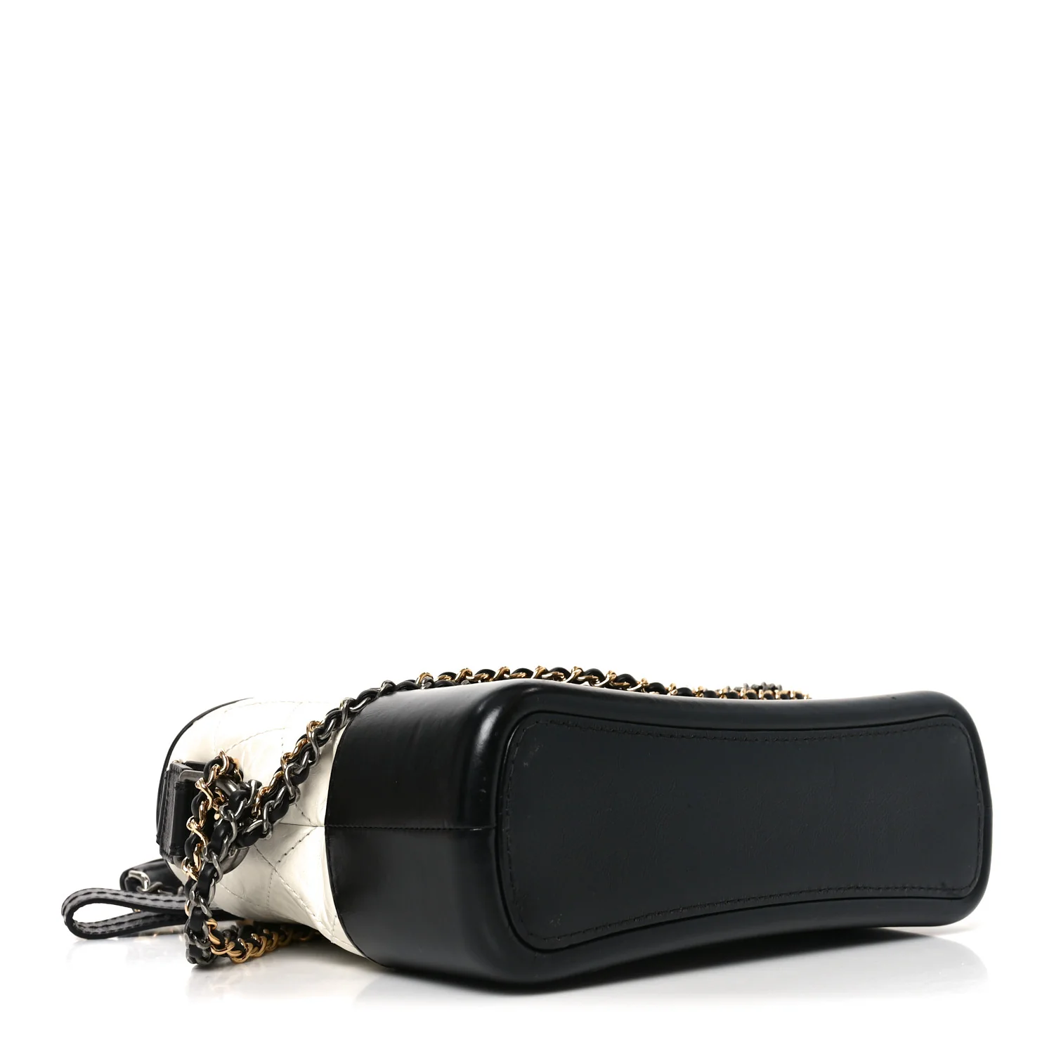 Aged Calfskin Quilted Small Gabrielle Hobo Black White - Top Club