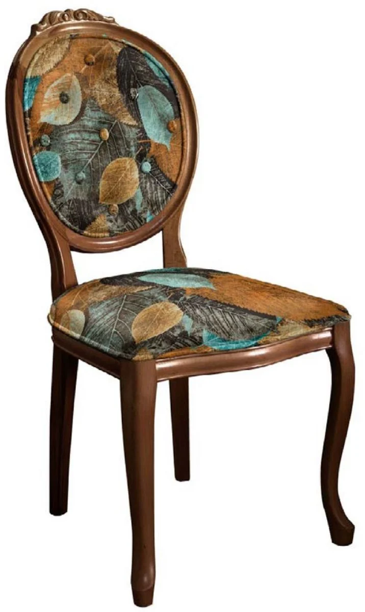 Baroque dining chair with elegant design multicolored / brown - handmade antique style chair - dining room furniture in baroque style