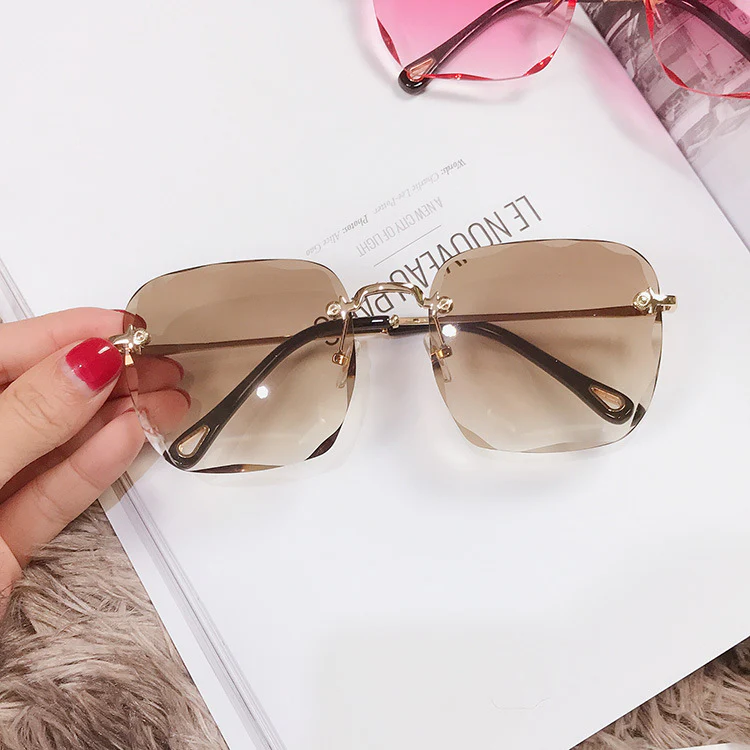 Trendy Square Frameless Sunglasses - Polygonal Style - XYPARS