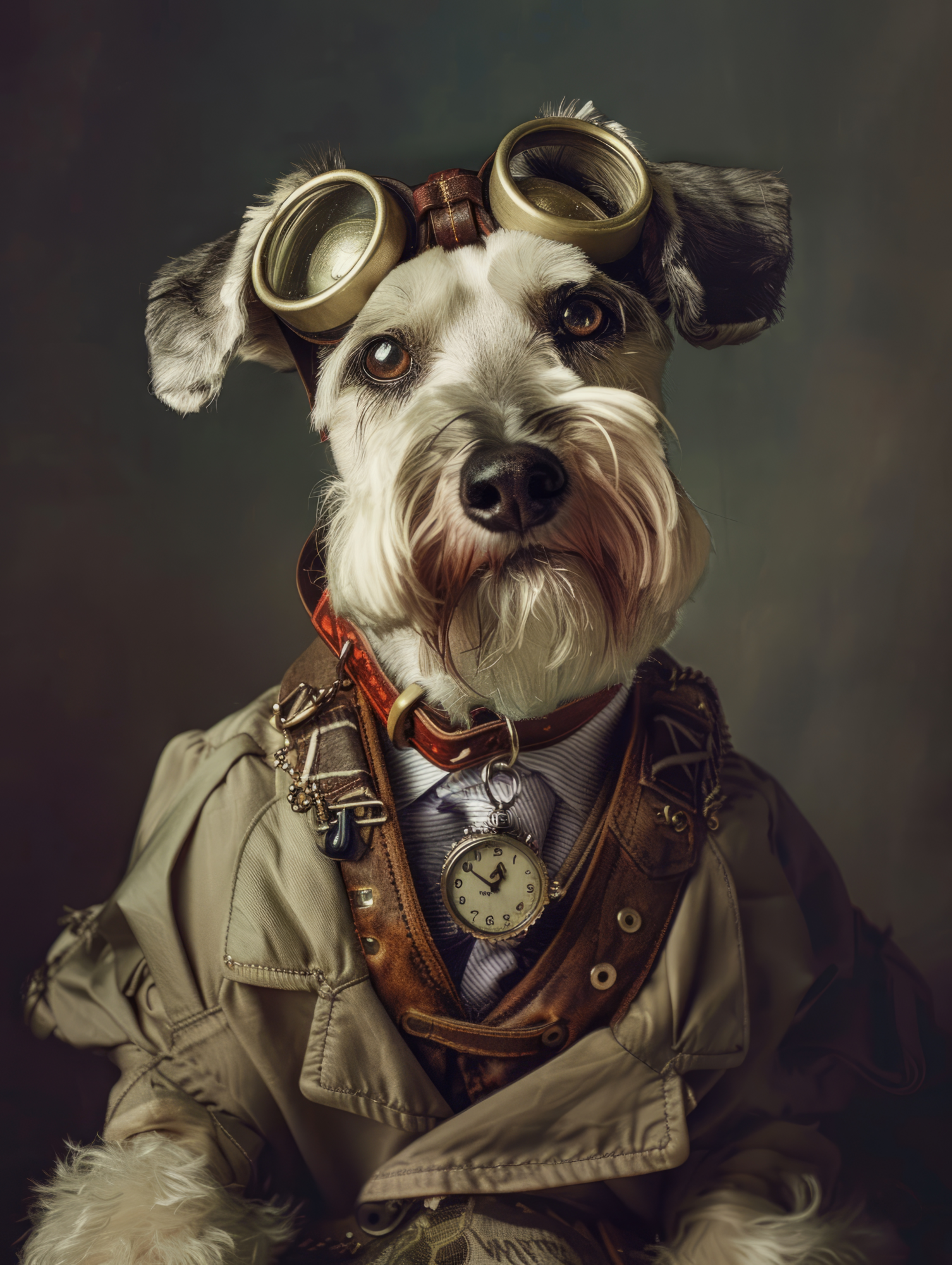 Canvas schilderij van een Dwergschnauzer 100x200 cm