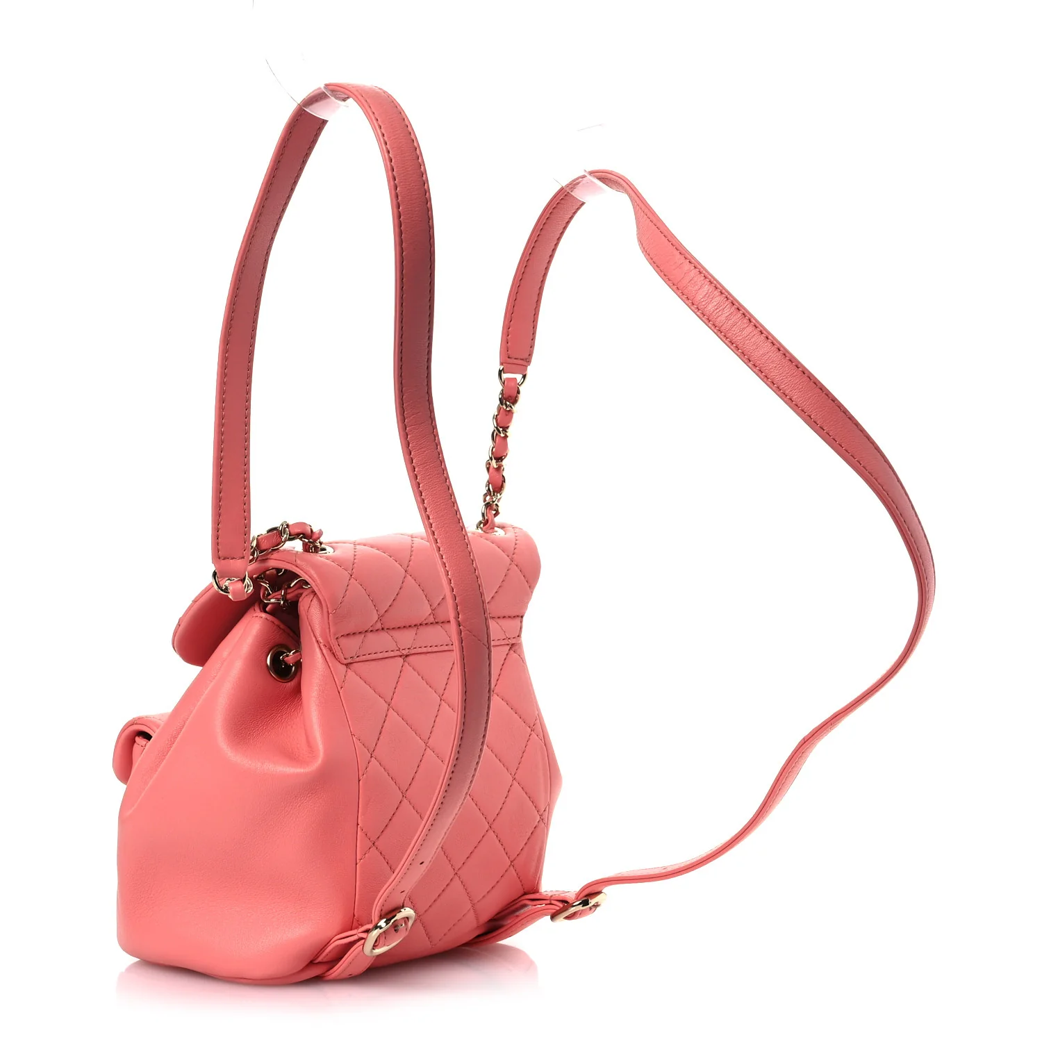 Lambskin Quilted Small Duma Drawstring Backpack Pink - Top Club