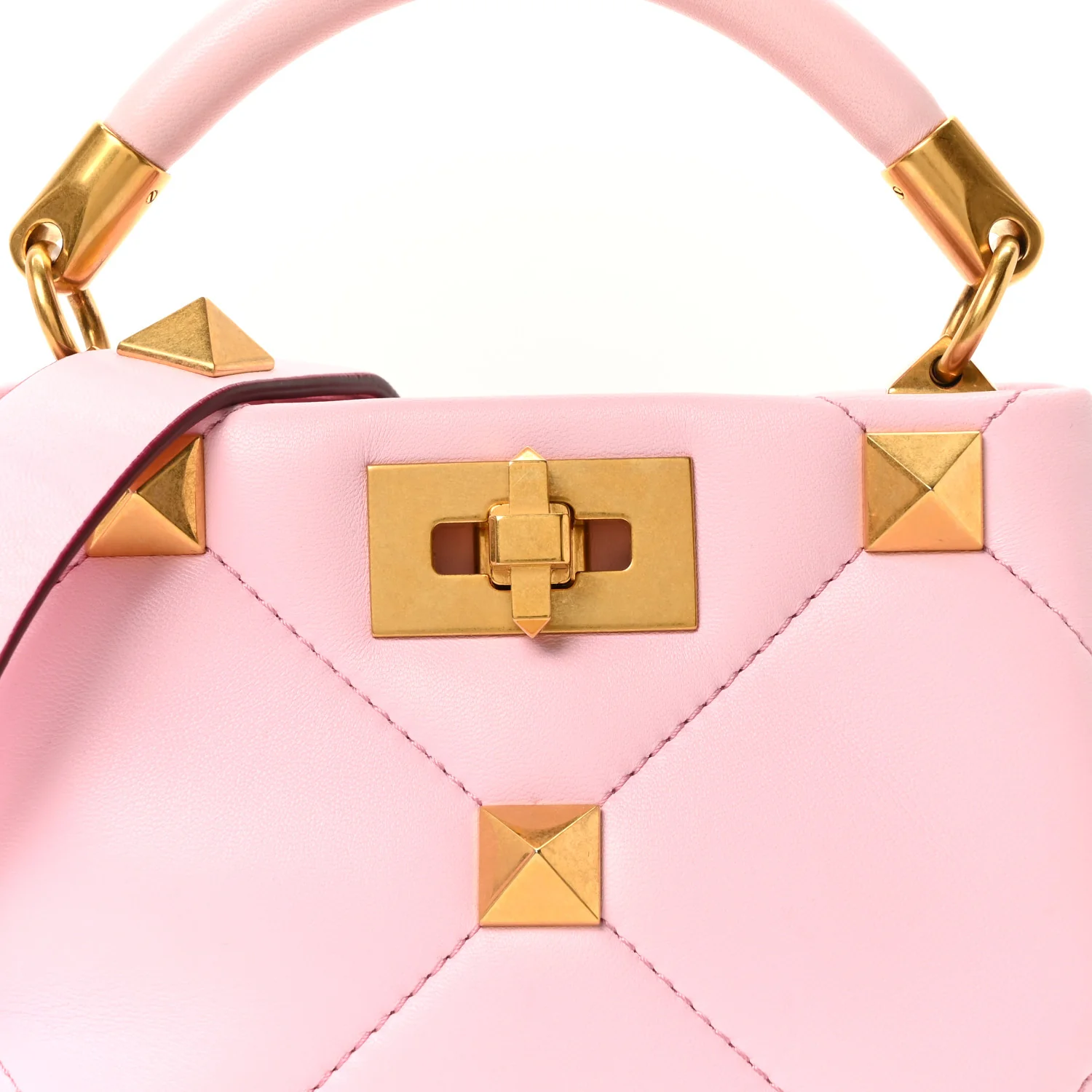Nappa Mini Roman Stud The Handle Bag Pink Borealis - Top Club