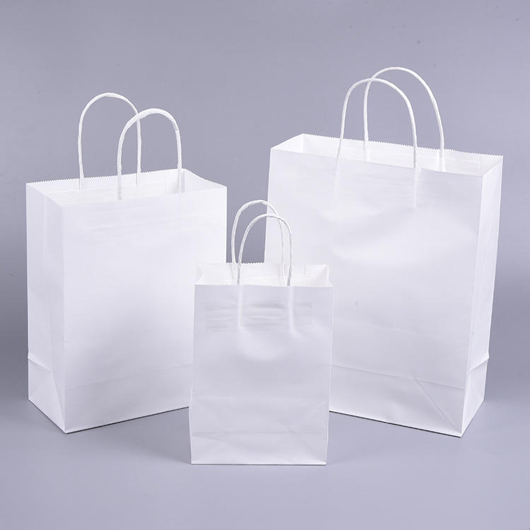 Recyclable Restaurant Takeout Food Bag Kraft White Paper Bag