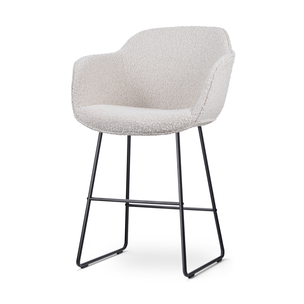 Barkruk Nino-Mare bouclé beige - zwart onderstel - 65 cm
