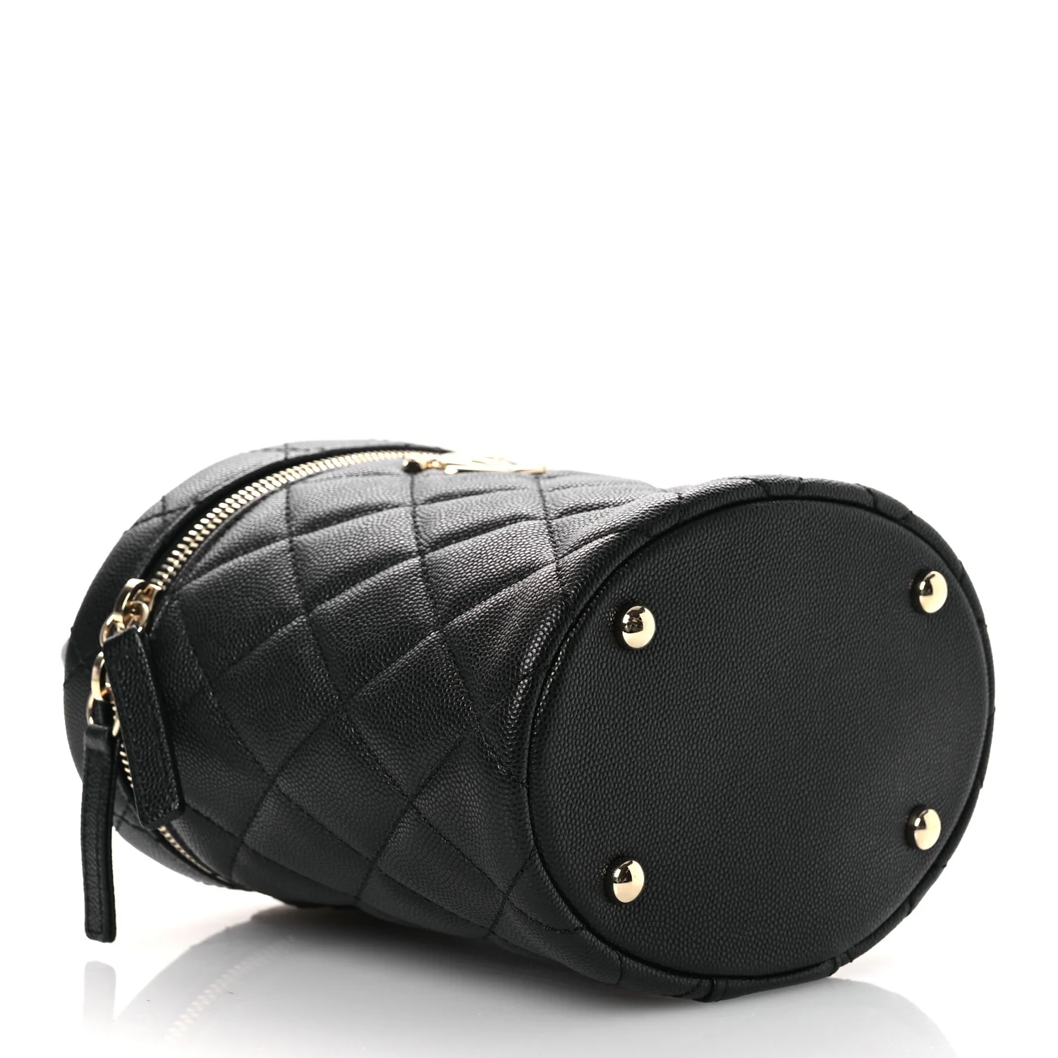 Caviar Quilted Top Handle Vanity Case Black - Top Club