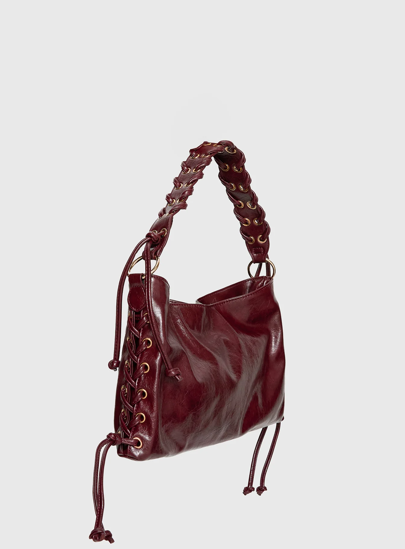 Amadea Tie Detail Shoulder Bag Burgundy
