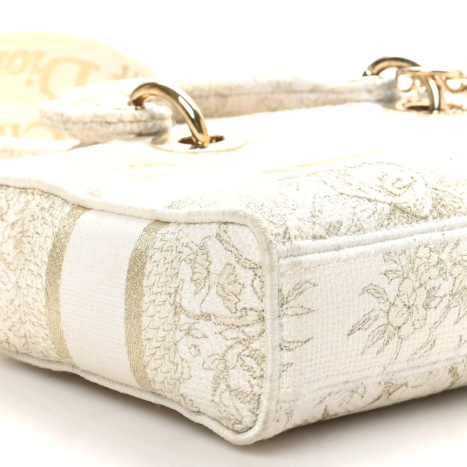 Canvas Embroidered Medium Jardin D'Hiver Lady D-Joy White Gold - Top Club