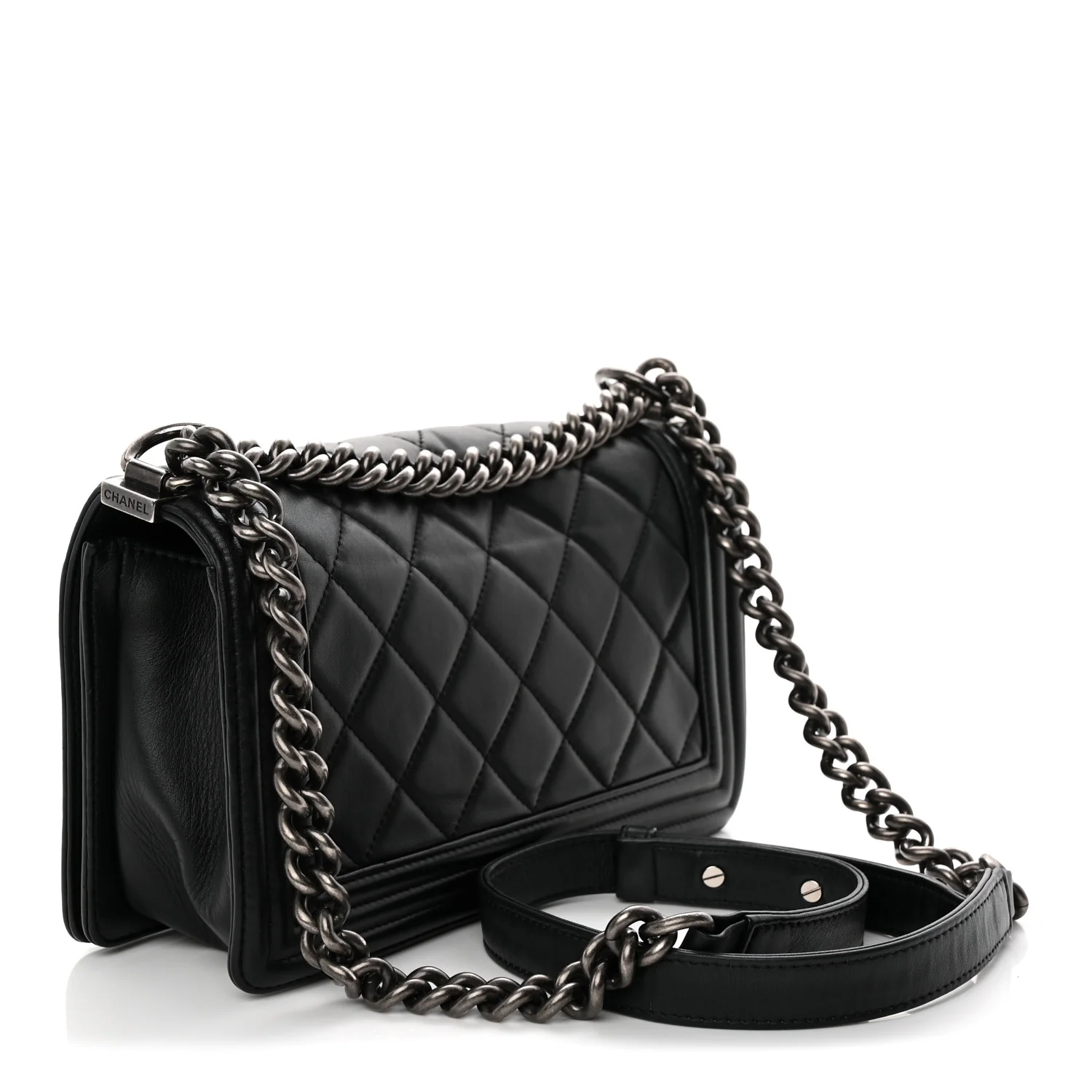 Calfskin Quilted Medium Boy Flap Black - Top Club