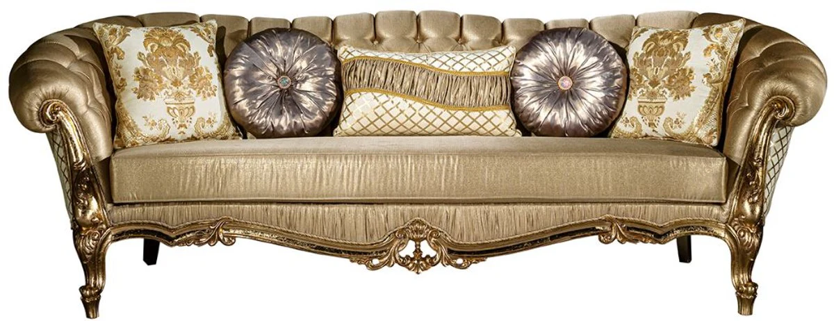Luxury Baroque Living Room Set Gold / White - 2 Sofas & 2 Armchairs & 1 Coffee Table - Living Room Furniture in Baroque Style - Noble & Magnificent