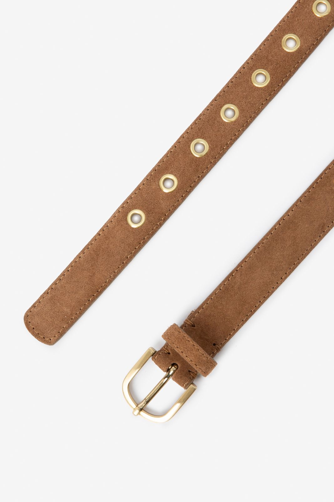 Bruine opengewerkte riem