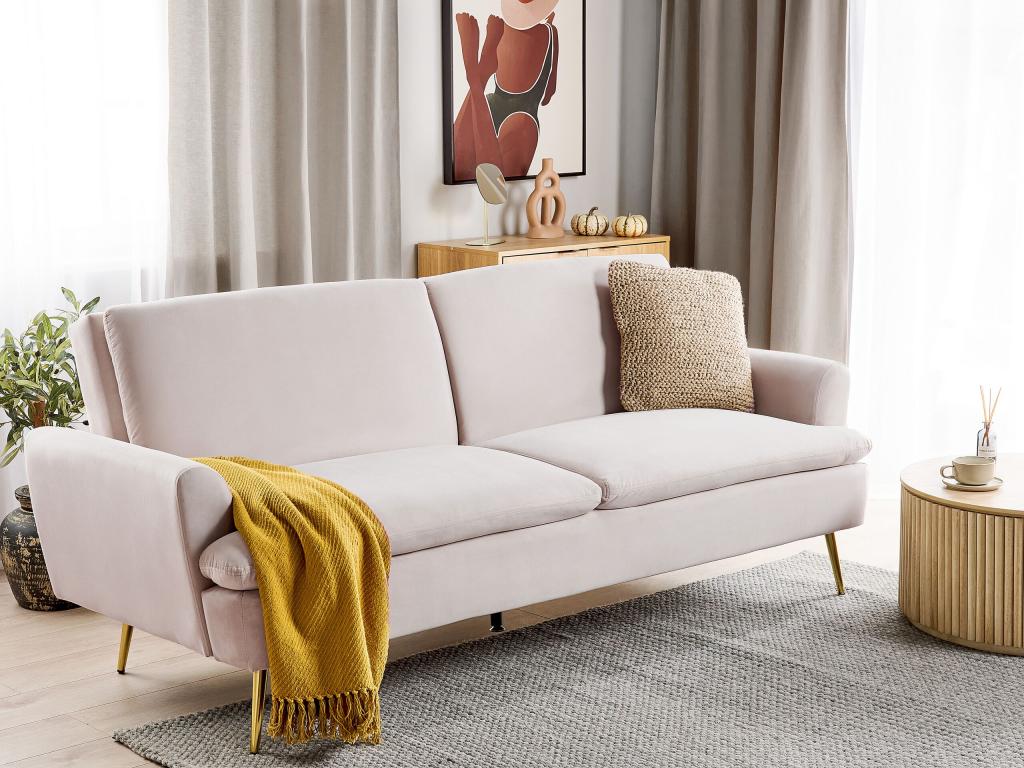 Sofá cama VETTRE Beige claro Terciopelo