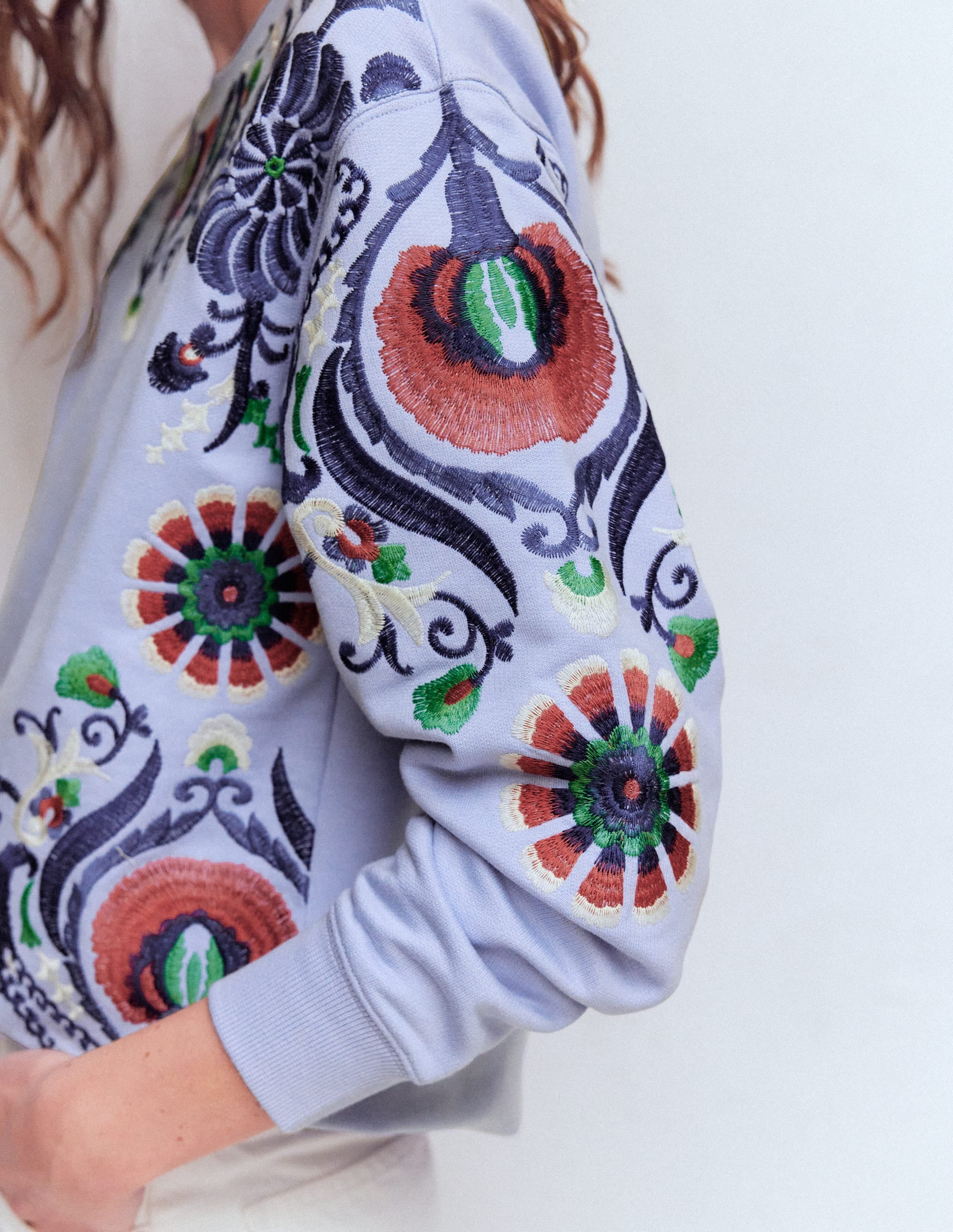 Emi Sweatshirt mit Stickerei-Hellblau Stickerei