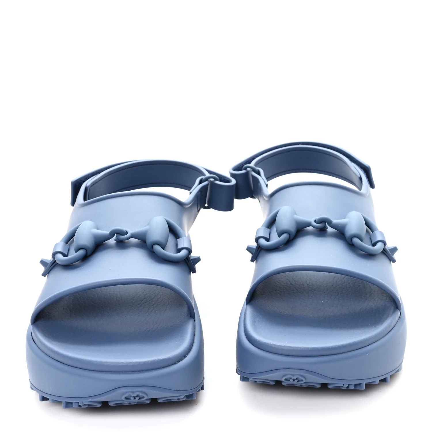 Soft Rubber Horsebit Mens Platform Slingback Sandals 5 Washed Indigo - Top Club