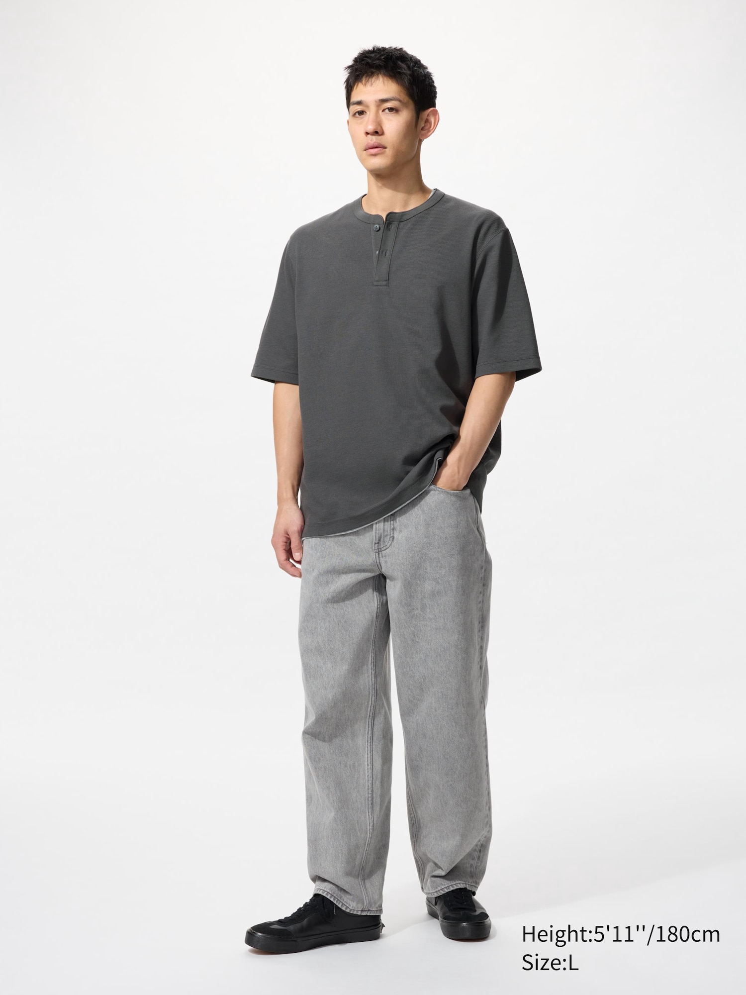 Dry Waffle Henley Neck T-Shirt