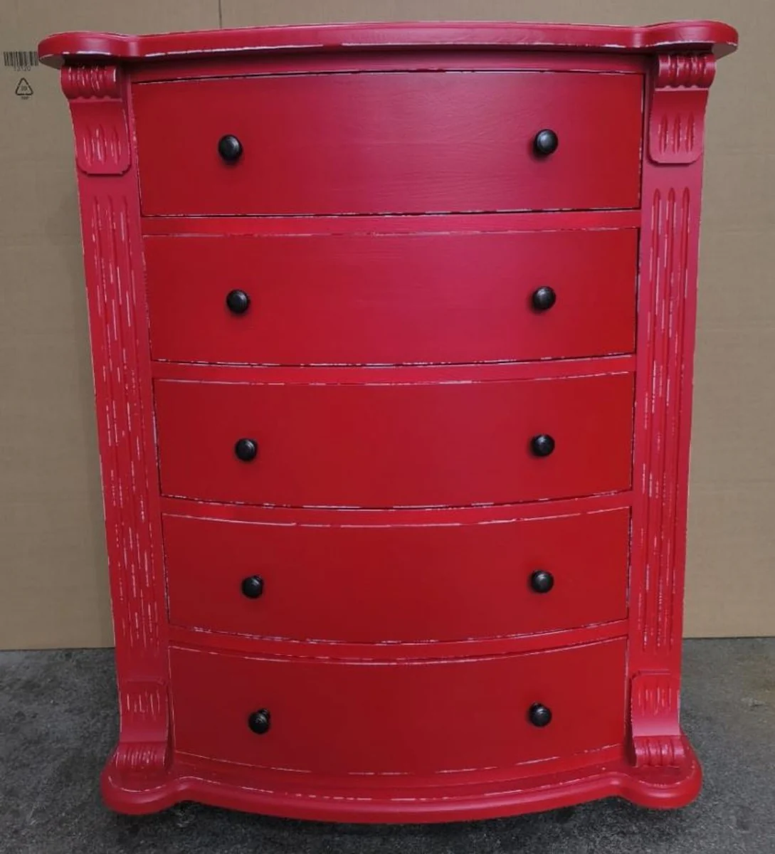 Country house style chest of drawers with 5 drawers antique red H. 100 cm