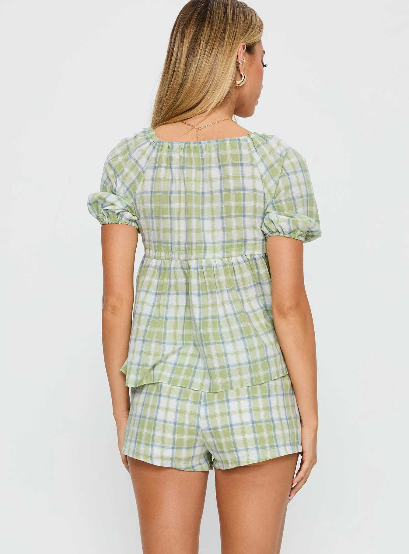 Cerelia Tie Up Set Green Check