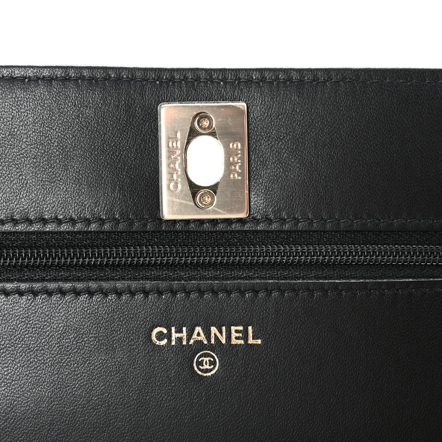 Lambskin Quilted Trendy CC Wallet On Chain WOC Black - Top Club