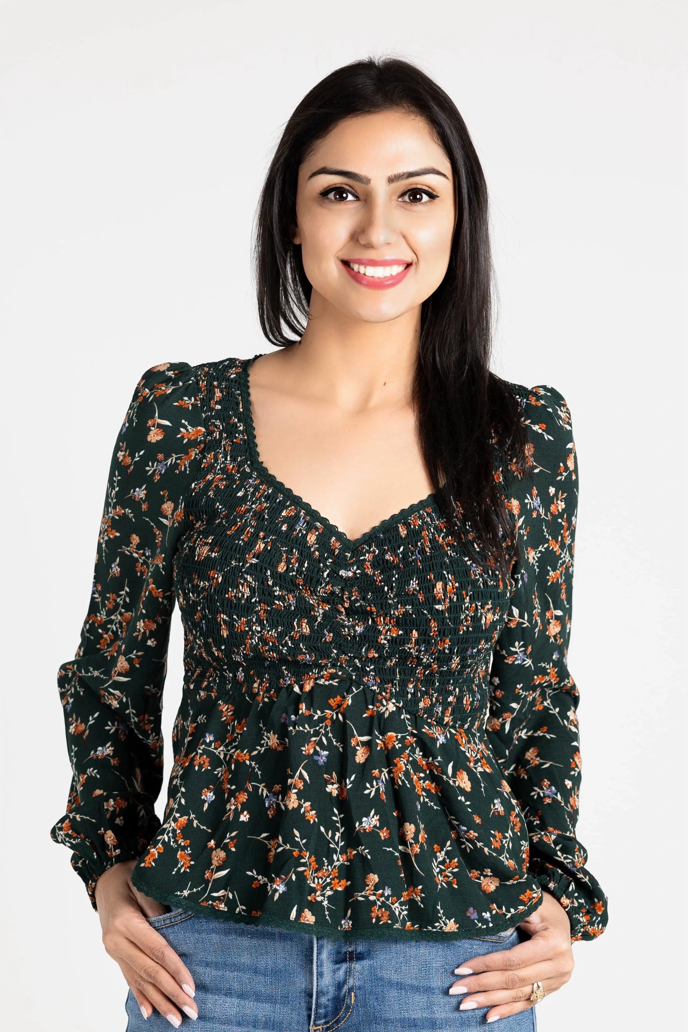 Don't Give Up Sweetheart Neckline Long Sleeve Top - ALJEGJ