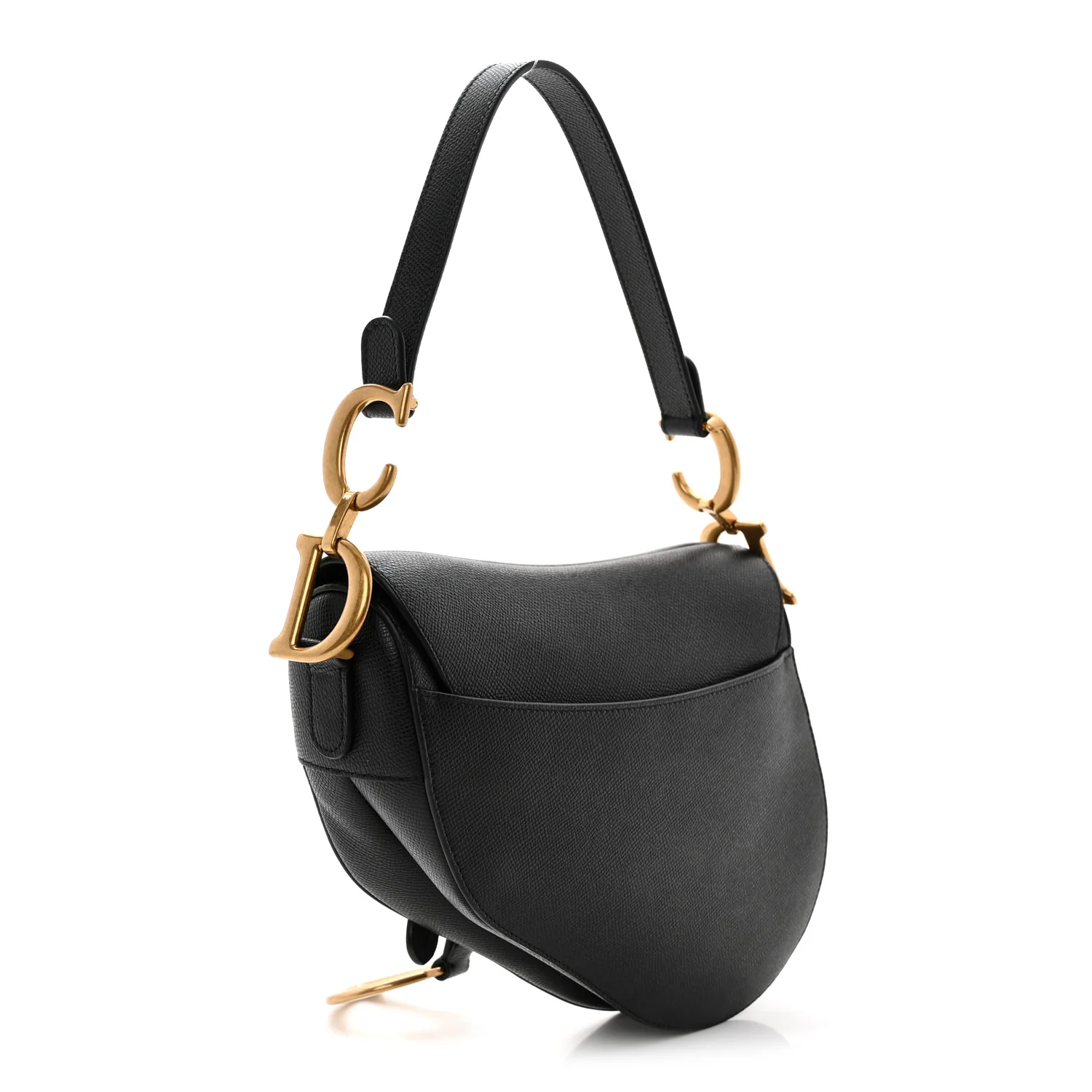 Grained Calfskin Saddle Bag Black - Top Club