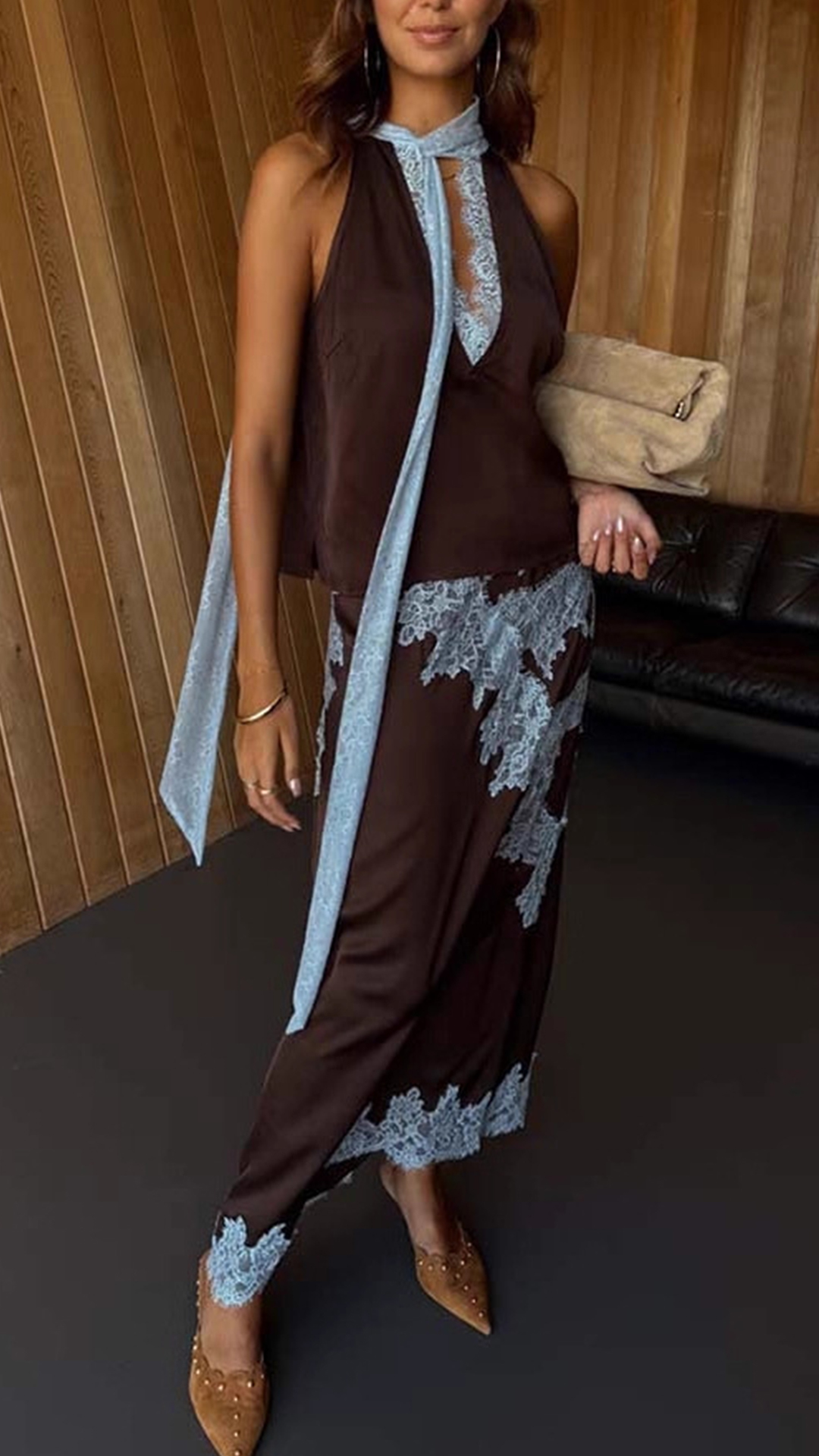 Women's Color-Block Lace Trim Halter Top & Skirt Set - Nordfashionstorm - Women's Clothing, Fashion for You - Nordfashionstorm.com