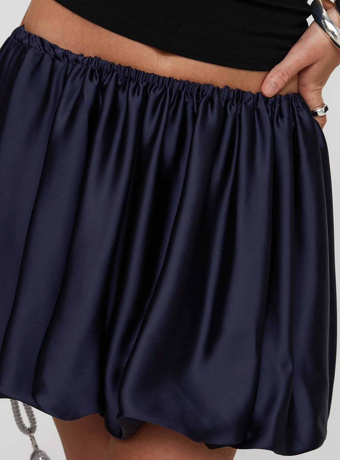 Rubee Bubble Hem Mini Skirt Navy