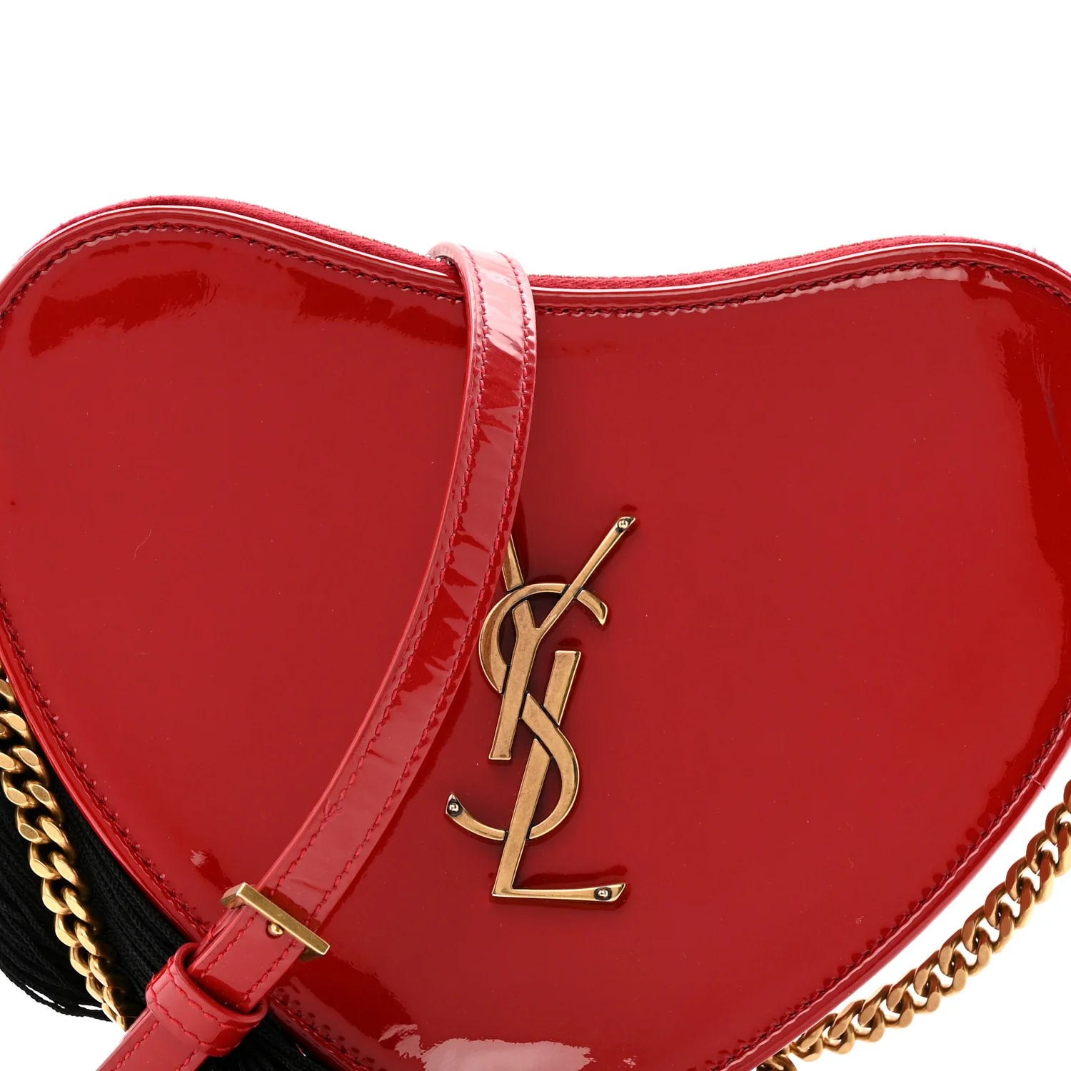 Patent Heart Monogram Crossbody Red - Top Club