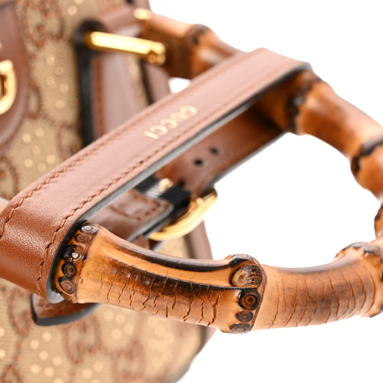 New Canvas Charisma Calfskin Crystal GG Monogram Mini Diana Tote Bag Camel Ebony - Top Club