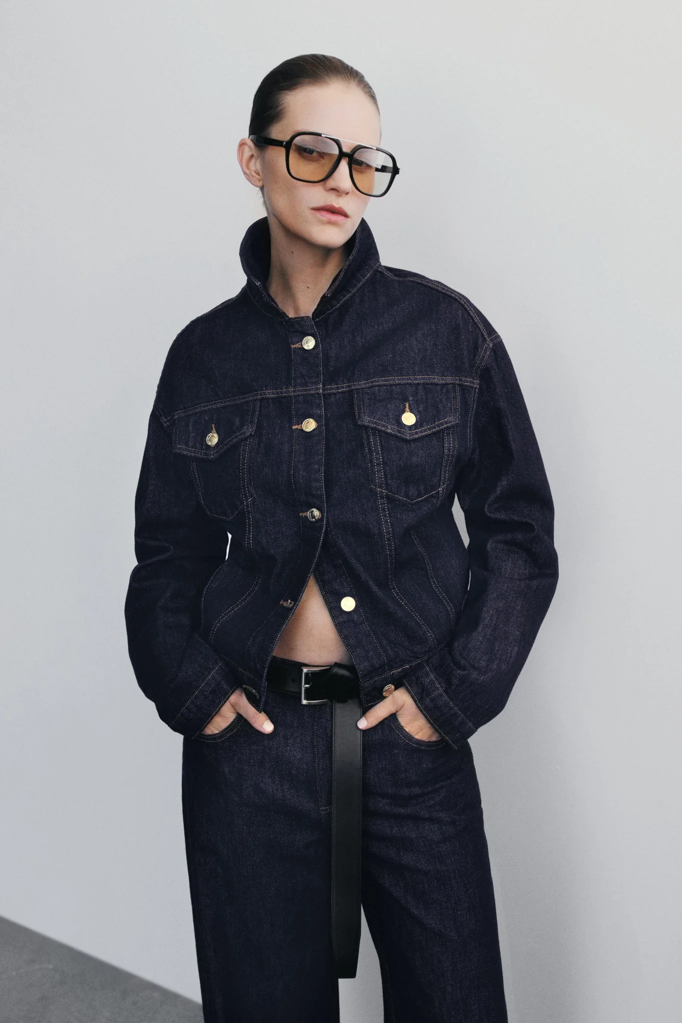 Kirra Cinched Denim Jacket - Washed Indigo Blue