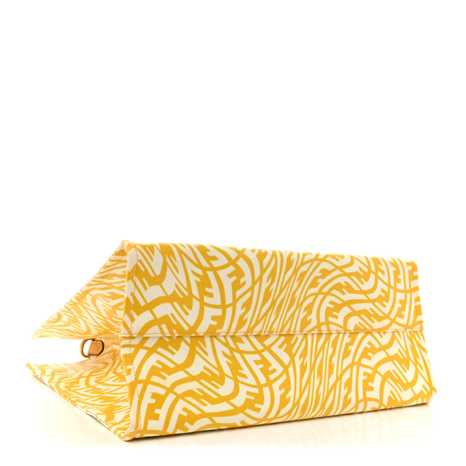 X SARAH COLEMAN Glazed Canvas Vitello King FF Vertigo Shopping Tote Bag Mimosa White - Top Club