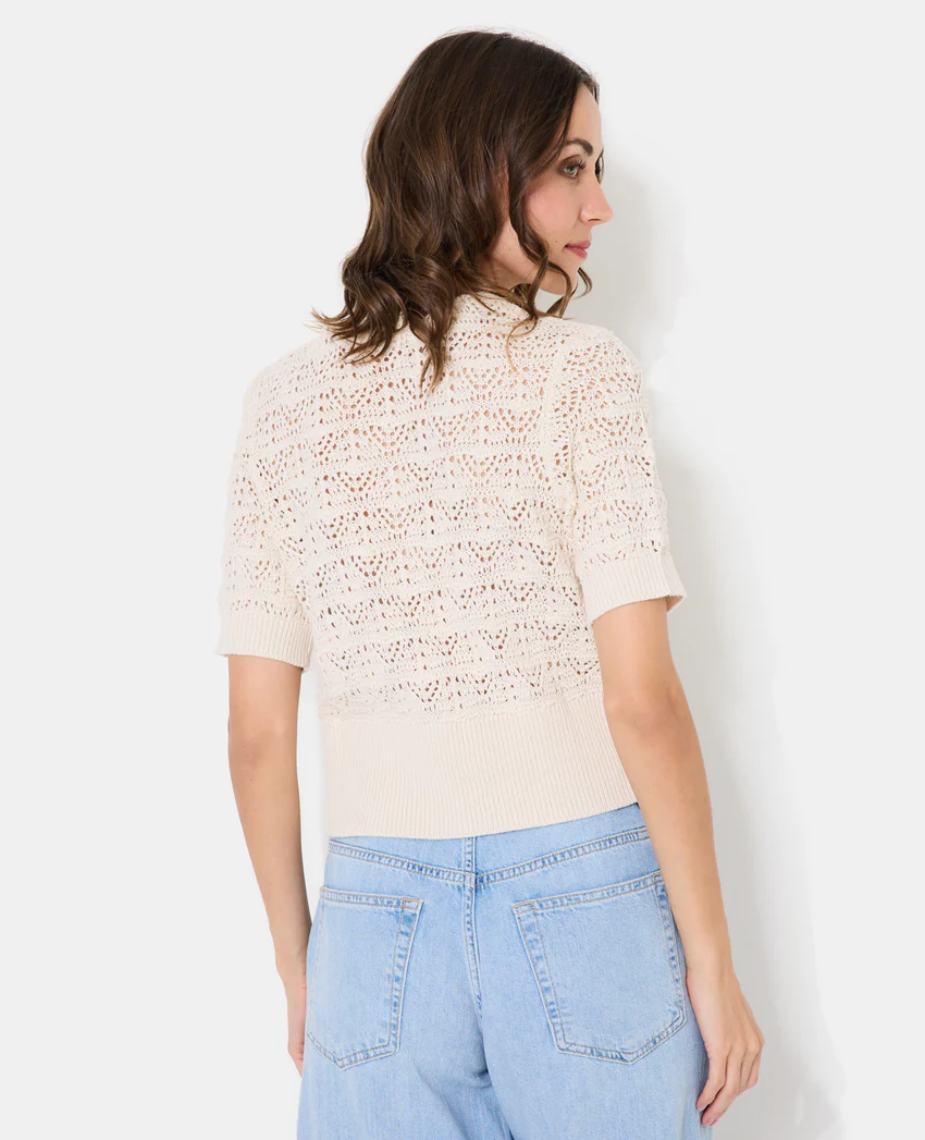 Pimkie Gilet manches courtes en maille ajourée
