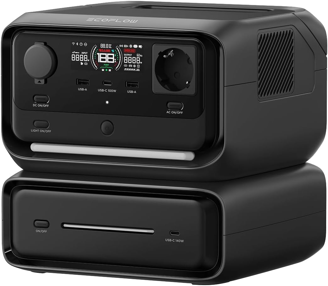 EcoFlow RIVER 3 Max Centrale elettrica portatile, Batteria 572Wh, uscita 1200W,