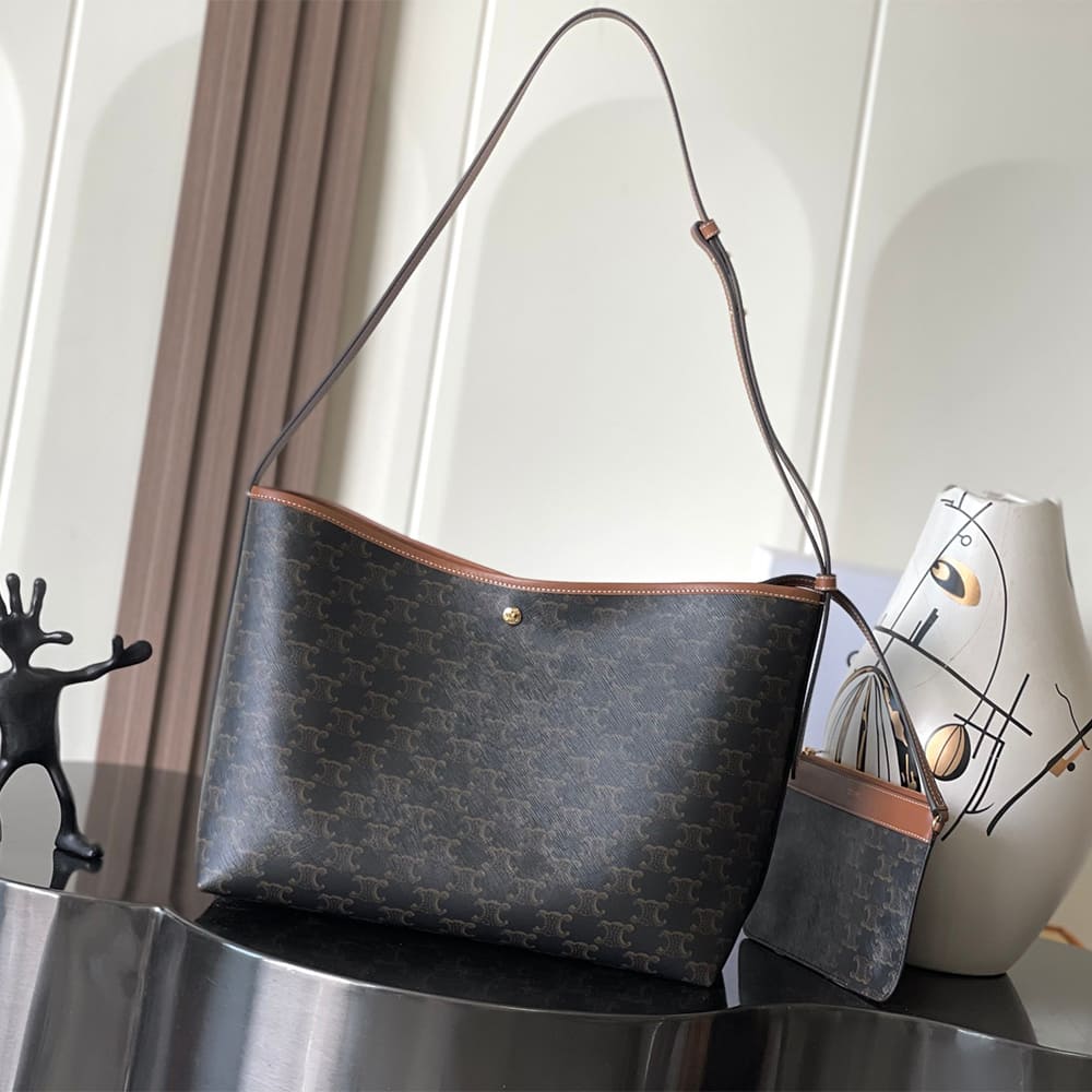 Celine SOFT SHOPPER BAG IN Triomphe Canvas and Calfskin - Top Club