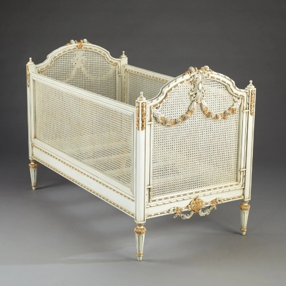 Luxury Baroque Baby Bed Louis XVI Antique White/Gold