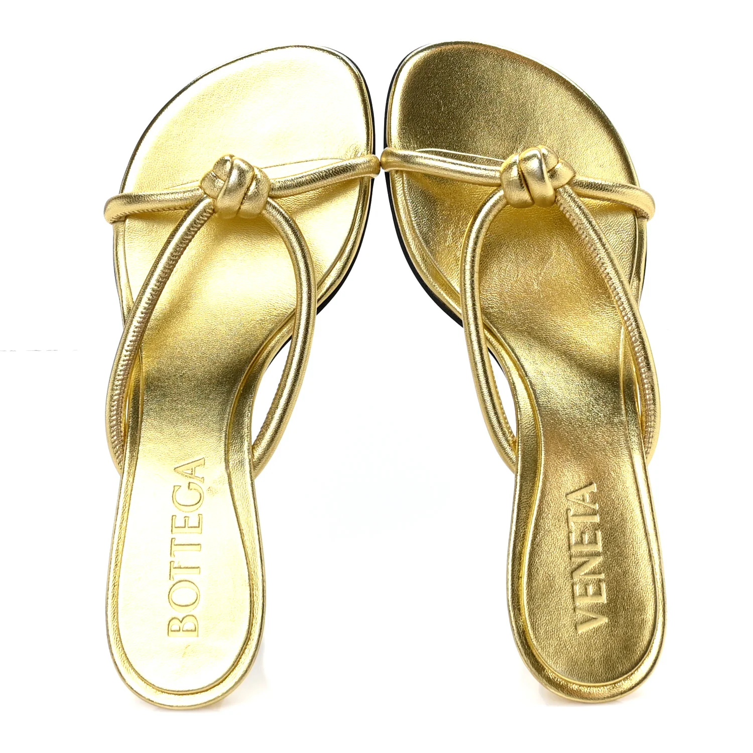 Metallic Nappa Blink Knot Mule Sandals 37.5 Gold