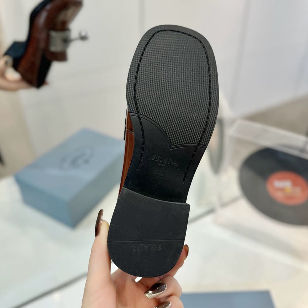 PRADA Brushed leather loafers with metal details - Top Club