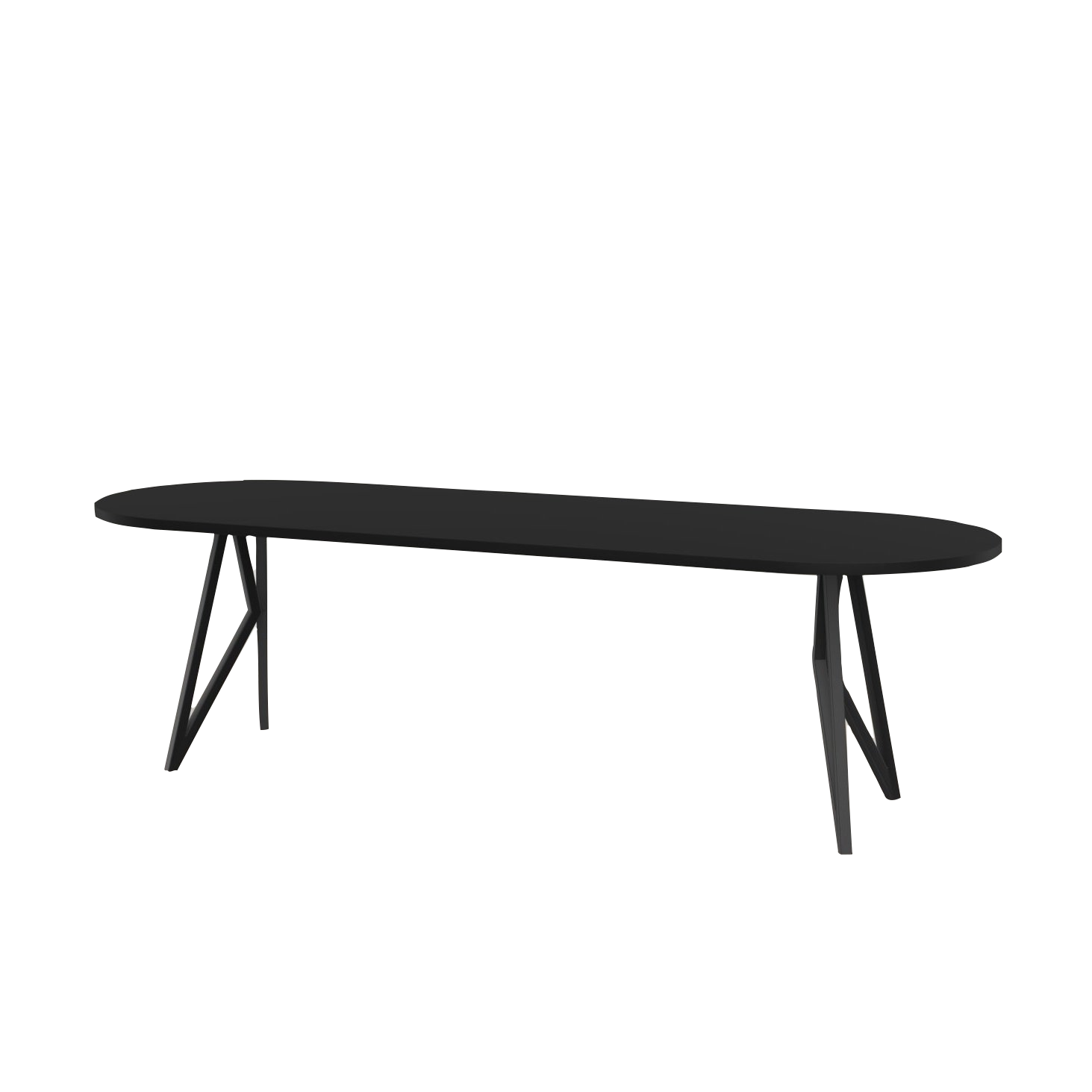 Studio HENK tafel Butterfly Plat ovaal - zwart frame, HPL Fenix nero ingo 240 x 90 | HPL Fenix Nero Ingo | Rechte Rand | Frame Zwart