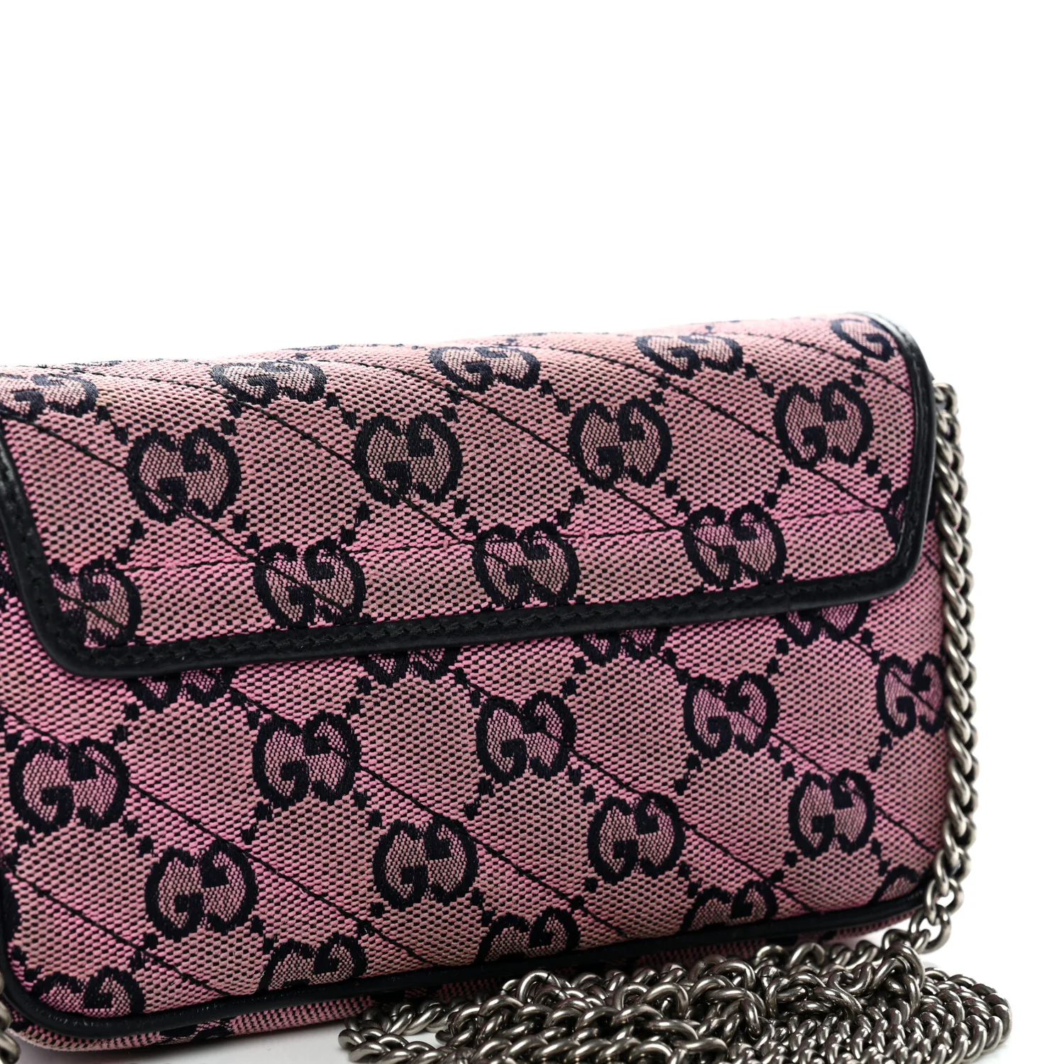 Monogram Multicolor Matelasse Diagonal Super Mini GG Marmont Shoulder Bag Pink Blue - Top Club