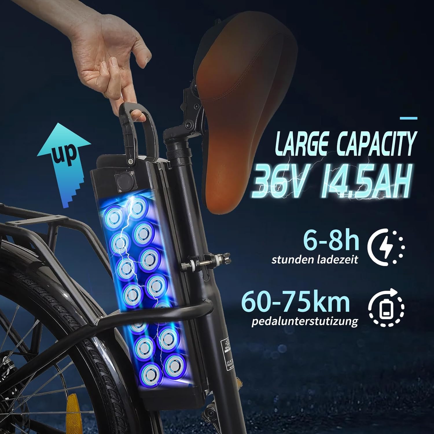 ttgo Bici Elettrica Donna 26 Pollici, Bicicletta Elettrica con 36V 14,5Ah Batteria Rimovibile, Max.100km con Display LCD, Biciclette Elettriche da Città con Cestino,C2