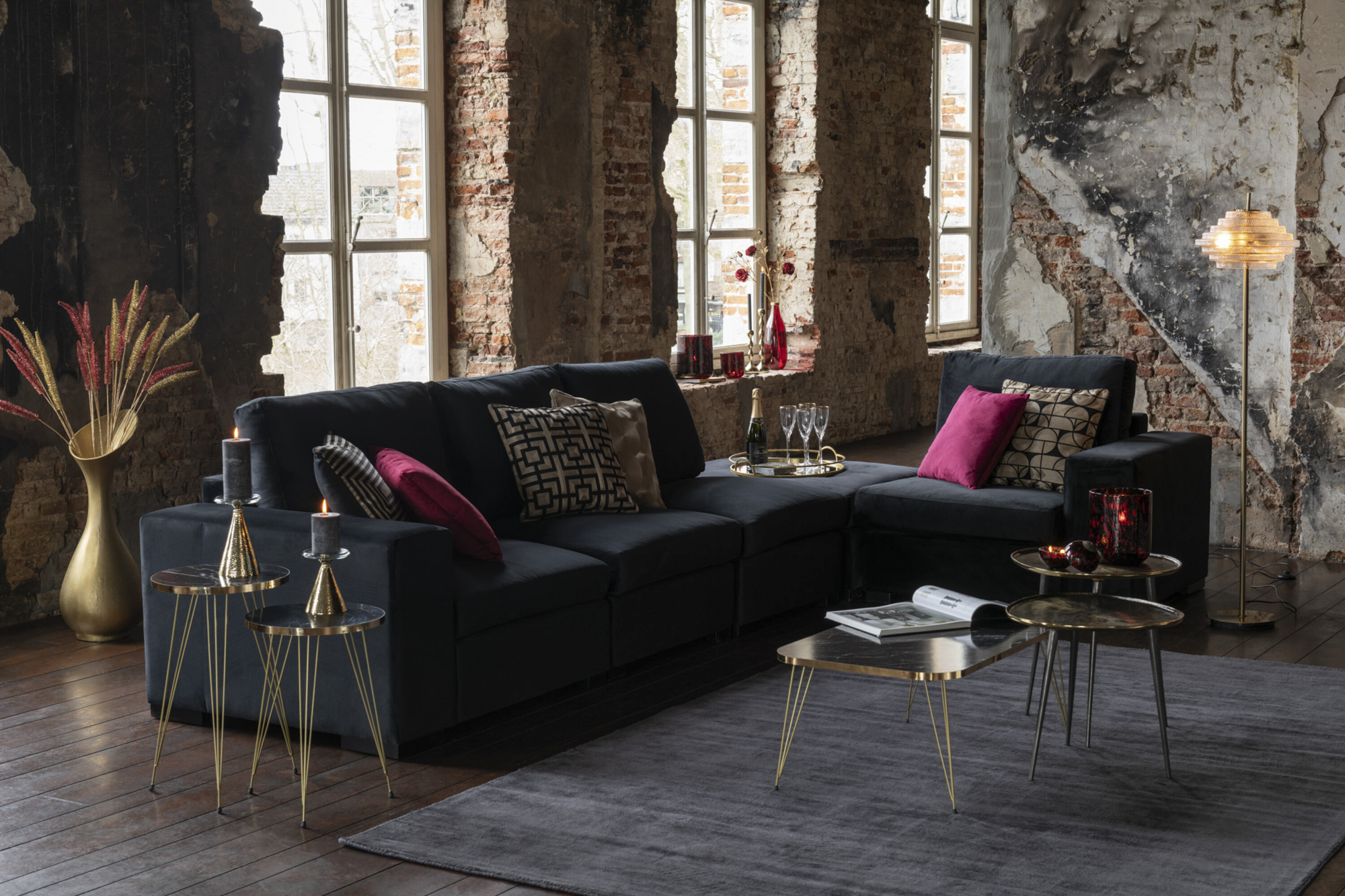 Ottoman velvet zwart