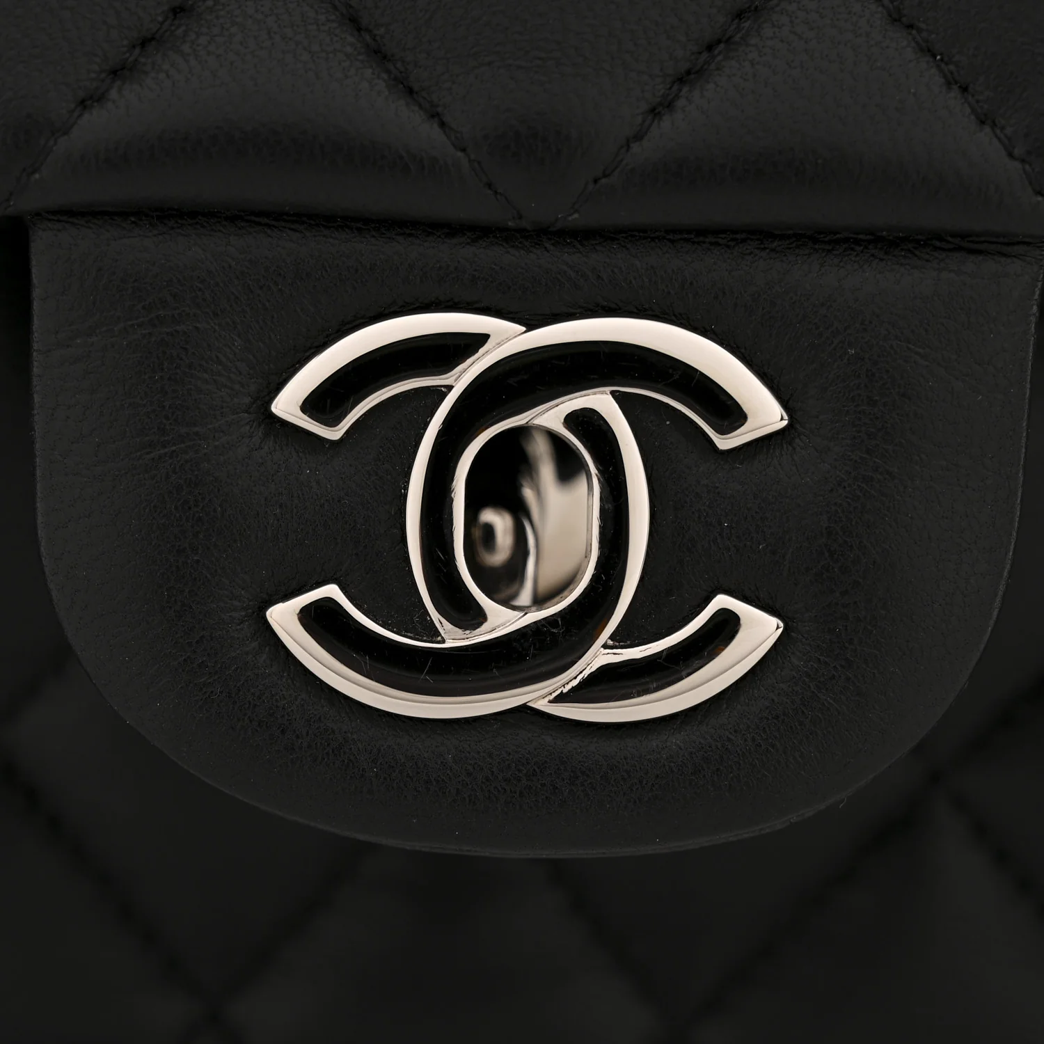 Lambskin Quilted Medium Double Flap Black - Top Club