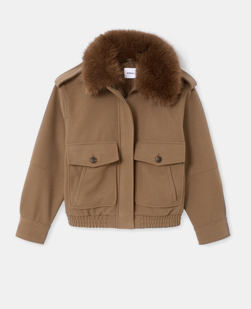 Pimkie Blouson effet drap de laine avec col fourrure