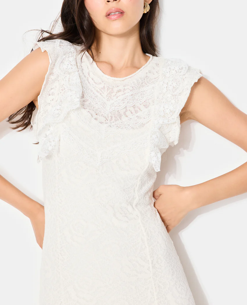 Pimkie Robe longue en maille ajourée avec dentelle
