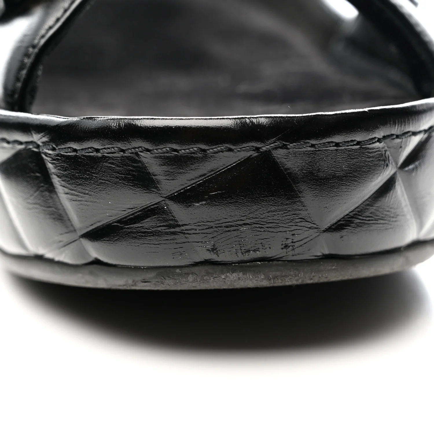 Shiny Calfskin Logo Platform Sandals 39 Black - Top Club
