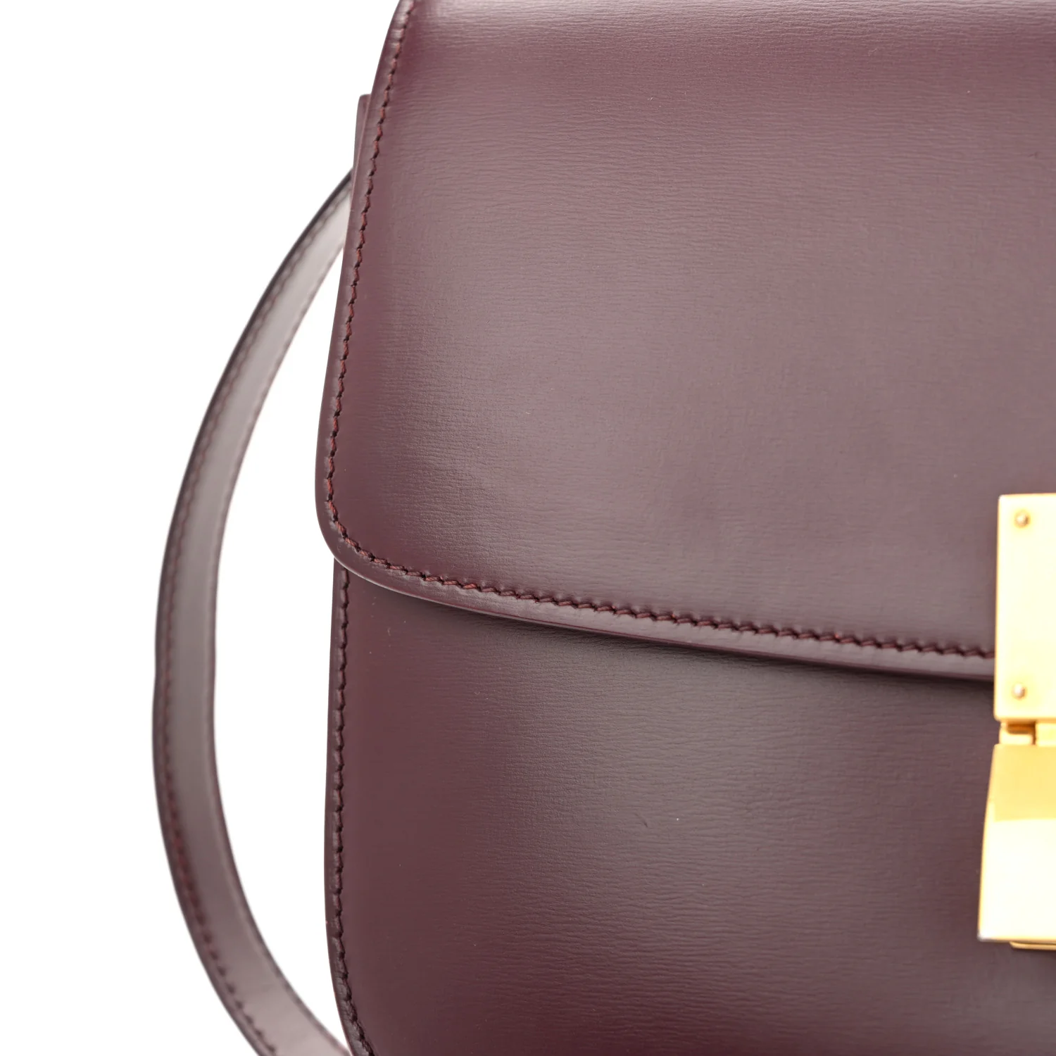Box Calfskin Medium Classic Box Flap Bag Burgundy - Top Club